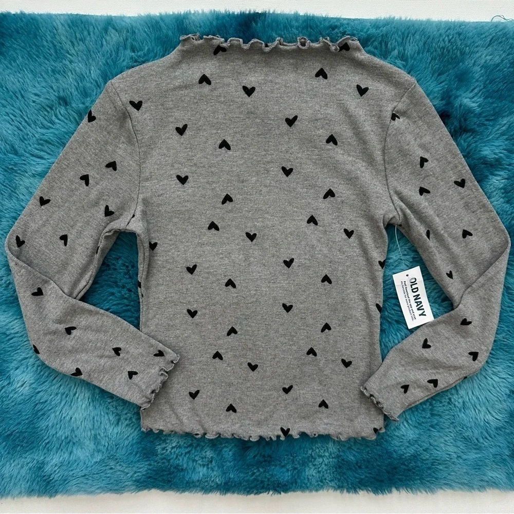 Old Navy Gray Heart Pattern Kids Top Size XS Girls